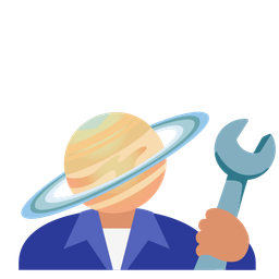 hammer and wrench and ringed planet