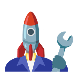 hammer and wrench and rocket