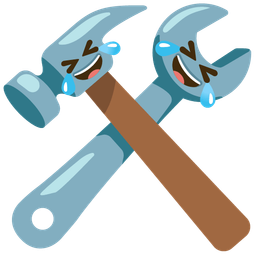 Hammer and wrench and Rolling on the floor laughing