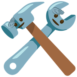 hammer and wrench and saluting face