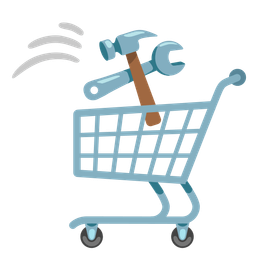 hammer and wrench and shopping cart