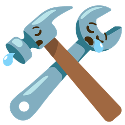 hammer and wrench and sleepy face
