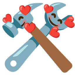 Hammer and wrench and Smiling face with hearts