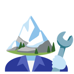 hammer and wrench and snow-capped mountain