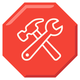 hammer and wrench and stop sign