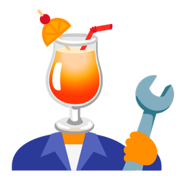 hammer and wrench and tropical drink
