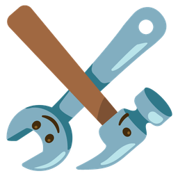 Hammer and wrench and Upside-down face
