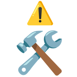 hammer and wrench and warning