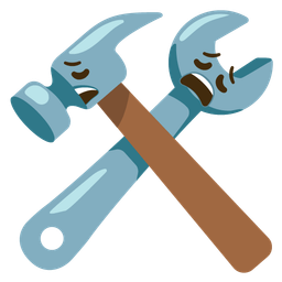 hammer and wrench and weary face