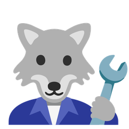 hammer and wrench and wolf