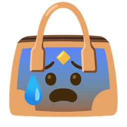handbag and anxious face with sweat