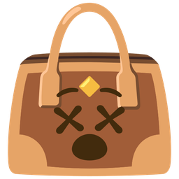 handbag and face with crossed-out eyes