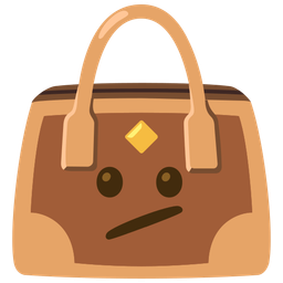 handbag and face with diagonal mouth