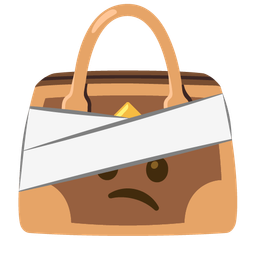 handbag and face with head-bandage