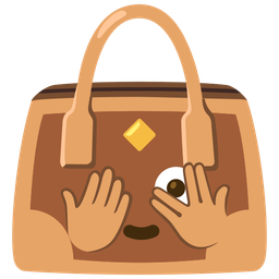 handbag and face with peeking eye