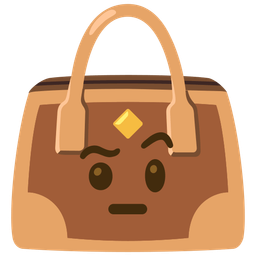 handbag and face with raised eyebrow