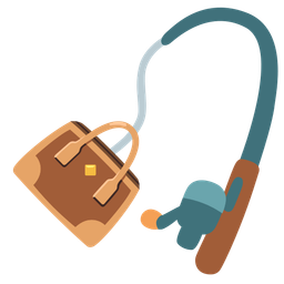 handbag and fishing pole
