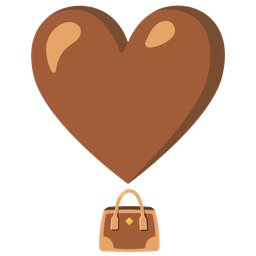 handbag and heart exclamation