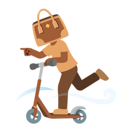 handbag and kick scooter