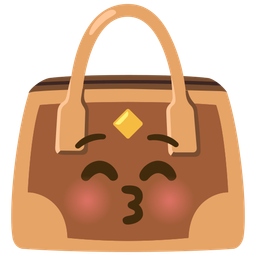 Handbag and Kissing face with closed eyes