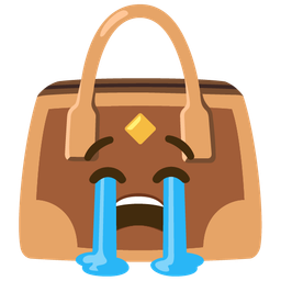 handbag and loudly crying face