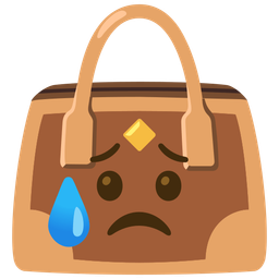handbag and sad but relieved face