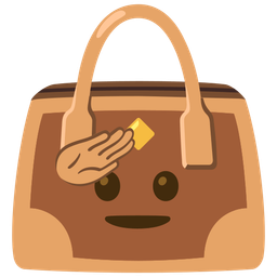 handbag and saluting face