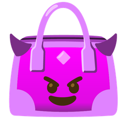 handbag and smiling face with horns