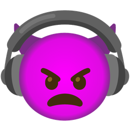 Headphone and Angry face with horns