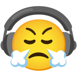 Headphone and Face with steam from nose