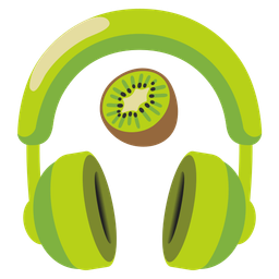 Headphone and Kiwi fruit