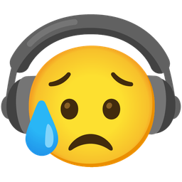 Headphone and Sad but relieved face