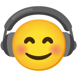 Headphone and Smiling face with smiling eyes
