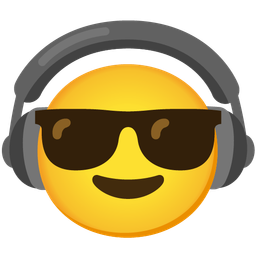 Headphone and Smiling face with sunglasses