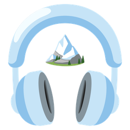 Headphone and Snow-capped mountain