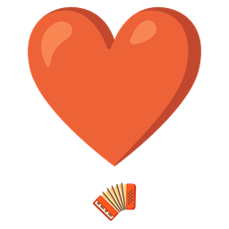 heart exclamation and accordion