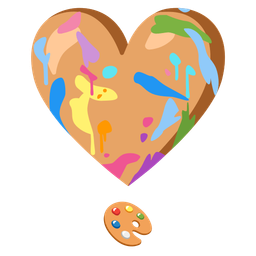 heart exclamation and artist palette