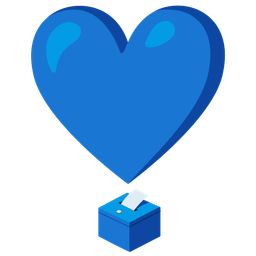 heart exclamation and ballot box with ballot