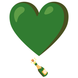 heart exclamation and bottle with popping cork