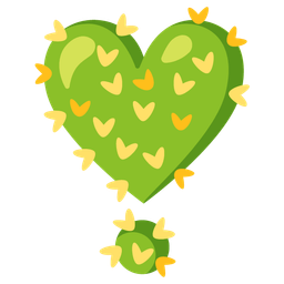 heart exclamation and cactus