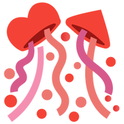 heart exclamation and confetti ball