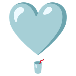 heart exclamation and cup with straw