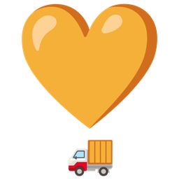 heart exclamation and delivery truck
