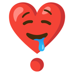 heart exclamation and drooling face