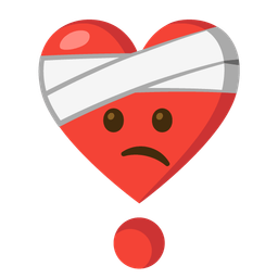 heart exclamation and face with head-bandage
