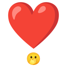 heart exclamation and face with open eyes and hand over mouth