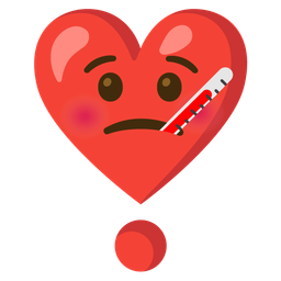 heart exclamation and face with thermometer