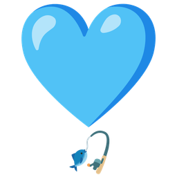 heart exclamation and fishing pole