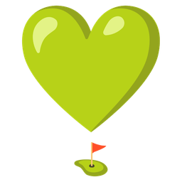 heart exclamation and flag in hole