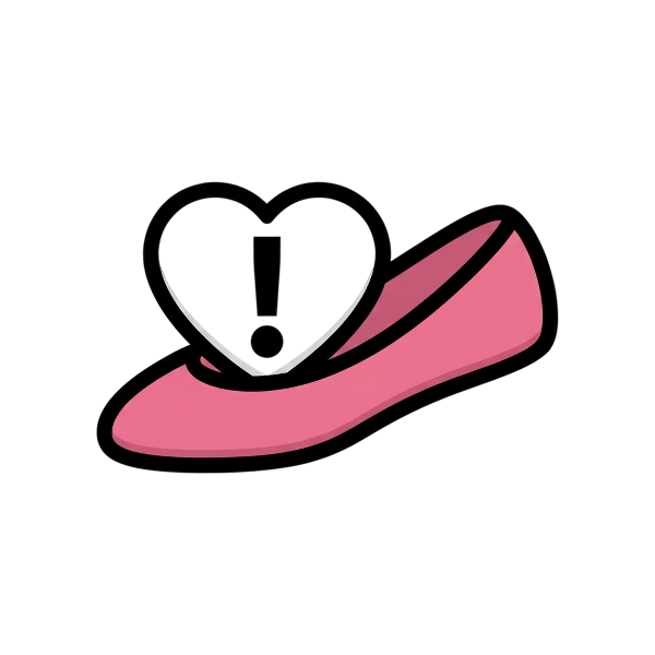 Heart exclamation and Flat shoe